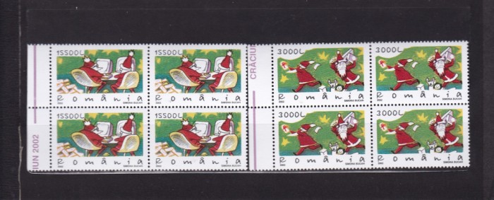 ROMANIA 2002 LP 1597 CRACIUN BLOCURI DE 4 TIMBRE MNH