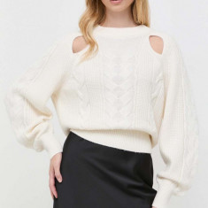 Boss Orange pulover din amestec de lana BOSS ORANGE femei, culoarea alb, călduros