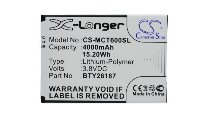 Cameron Sino 4000mAh Mobistel Cynus T6 Baterie