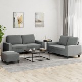 vidaXL Set de canapele, 3 piese, gri &icirc;nchis, textil