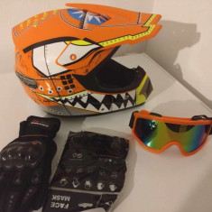 Casca moto off road/atv/enduro +cadou:ochelari+ Manusi+Cagula,S