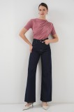 Bluză detaliată cu m&acirc;necă scurtă nisip 945 - Dusty Rose