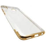 Husa silicon slim Forcell New Electro transparenta cu margini electroplacate aurii pentru Huawei P Smart 2019