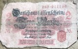 BNKSTR01DE Bancnotă Germania Imperială (WWI) - 2 Mark 1914, Darlehnskassenschein, varianta cu sigiliu rosu
