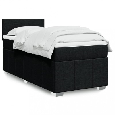 vidaXL Pat box spring cu saltea, negru, 80x200 cm, textil 3286890 foto