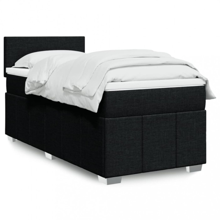 vidaXL Pat box spring cu saltea, negru, 80x200 cm, textil 3286890