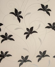 Tapet floral, alb, negru, dormitor, living, hol, modern, 1146-21 foto