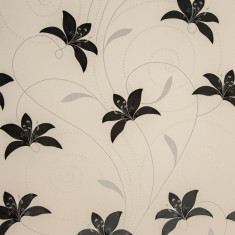 Tapet floral, alb, negru, dormitor, living, hol, modern, 1146-21