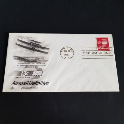 Plic Filatelic 1973. 70 Ani Primul Zbor Frații Wright, FDC Vintage! foto