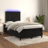 VidaXL Pat cu arcuri, saltea și LED, negru, 120x200 cm, catifea