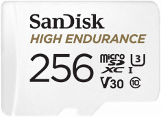 Card de memorie Sandisk High Endurance 256GB Micro SDXC Clasa 10 UHS-I U3 + Adaptor SD foto