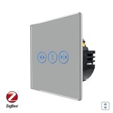 Cumpara ieftin Intrerupator pentru rulouri cu touch din sticla Luxion, Zigbee Tuya, gri