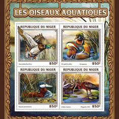 NIGER 2016 - Pasari acvatice/ set complet - colita + bloc MNH