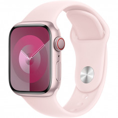 Apple Watch 9, GPS, Cellular, Carcasa Pink Aluminium 41mm, Light Pink Sport Band - S/M