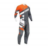 Costum Motocross/Enduro Thor Sector Checker gri cu portocaliu