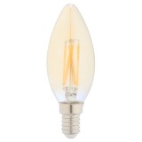 Bec LED filament Hoff lumanare E14 5W 430lm lumina calda 2500 K, auriu, dimabil