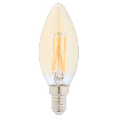 Bec LED filament Hoff lumanare E14 5W 430lm lumina calda 2500 K, auriu, dimabil foto