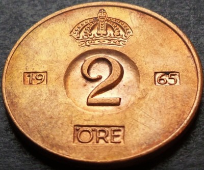 Moneda 2 ORE - SUEDIA, anul 1965 *cod 4649 A - excelenta foto