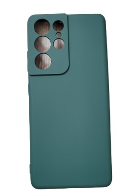 Husa silicon antisoc cu microfibra Samsung Galaxy S21 Ultra Verde Smarald foto