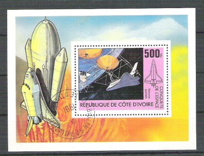 C&amp;ocirc;te d&amp;#039;Ivoire 1981 Space, perf. sheet, used R.011 foto