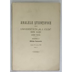 ANALELE STIINTIFCE ALE UNIVERSITATII &#039;&#039; AL. I. CUZA &#039; DIN IASI , SECTIUNEA II : STIINTE NATURALE , TOMUL IV , ANUL 1958 , FASC. 1