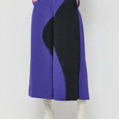 Marella pantaloni femei, culoarea violet, lat, high waist