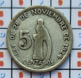 Guatemala 5 centavos 1945 argint - km 238 - D41601, America Centrala si de Sud