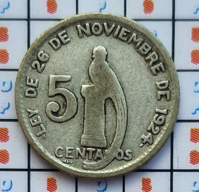 Guatemala 5 centavos 1945 argint - km 238 - D41601