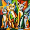 Tablou abstract intitulat "Happy Family", Acrilic, Tehnica