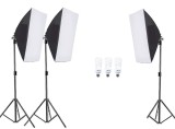 Cumpara ieftin Kit studio 3 format din 3 softbox-uri si 3x becuri foto de 40W, Negru