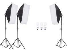 Kit studio 3 format din 3 softbox-uri si 3x becuri foto de 40W, Negru