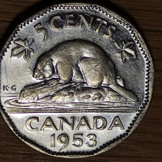 Canada - moneda de colectie - 5 cents 1953 - Elisabeta - serie bianuala raruta