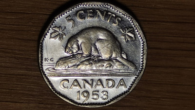 Canada - moneda de colectie - 5 cents 1953 - Elisabeta - serie bianuala raruta foto