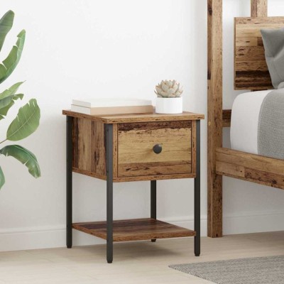 vidaXL Dulap de pat 2 pcs Lemn vechi 40 x 39 x 40 cm Lemn compozit 880498 foto