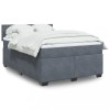 VidaXL Pat box spring cu saltea, gri închis, 140x190 cm, catifea