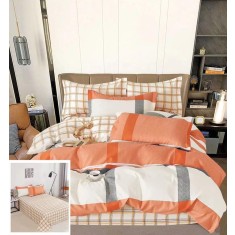 Lenjerie Pat Spurs Sf126, Bumbac, 4 Piese, Fara Elastic, Bej, Portocaliu