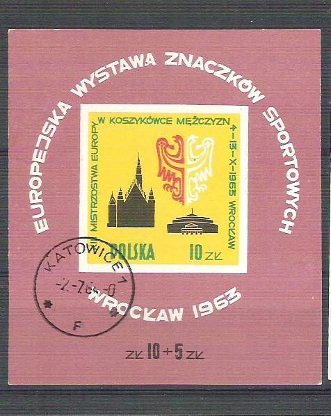 Poland 1963 Sport, imperf. sheet, used H.044