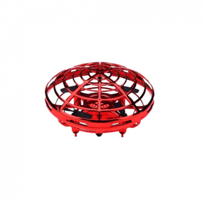 Mini drona OZN, disc zburator interactiv cu senzori infrarosu lumina led, rosu , teleMAG