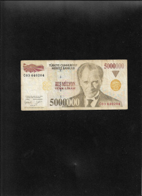 Turcia 5000000 lire lira 1997 seria03440204 foto