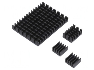 Radiator Aluminiu Negru Raspberry Pi 4 B - Set 3 Buc. foto