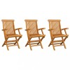 Set 3 Scaune Gradina Gossi, Lemn Tec Masiv, Pliabile, Exterior, 55x60x89 cm
