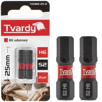 Set biti de impact H6, 25 mm S2, 2 bucati, Tvardy T00186-25-2 foto
