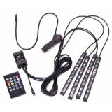 Set 4 benzi LED auto, RGB, telecomanda si functie sonora