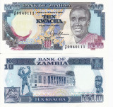 ZAMBIA 10 kwacha ND (1989-1991) UNC!!!