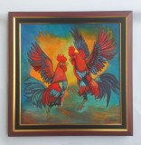 Tablou pictat manual pe p&acirc;nză 40x40cm RIVALII