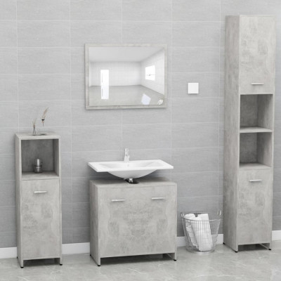 vidaXL Set de mobilier de baie, gri beton, lemn prelucrat foto