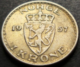 Moneda 1 COROANE / KRONE - NORVEGIA, anul 1957 * cod 413 C