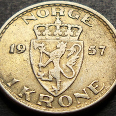 Moneda 1 COROANE / KRONE - NORVEGIA, anul 1957 * cod 413 C