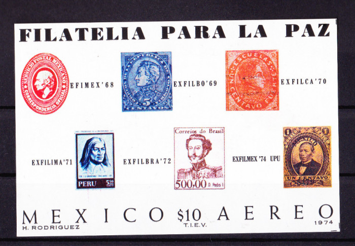 TSV$ - 1974 MEXIC BLOCK 21, COLITA NEDANTELATA MNH/** LUX