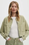 Answear Lab geacă din denim femei, culoarea verde, de tranziție